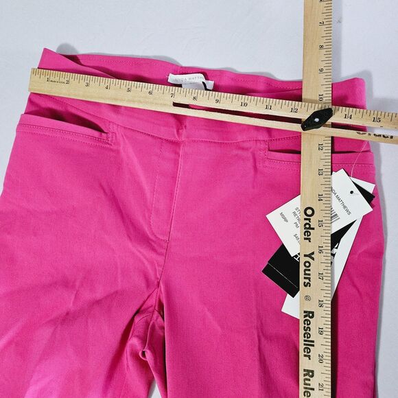 Linda Matthews Womens Ankle Pants Pink Size PM Rayon Blend Stretch Pockets - Picture 3 of 12